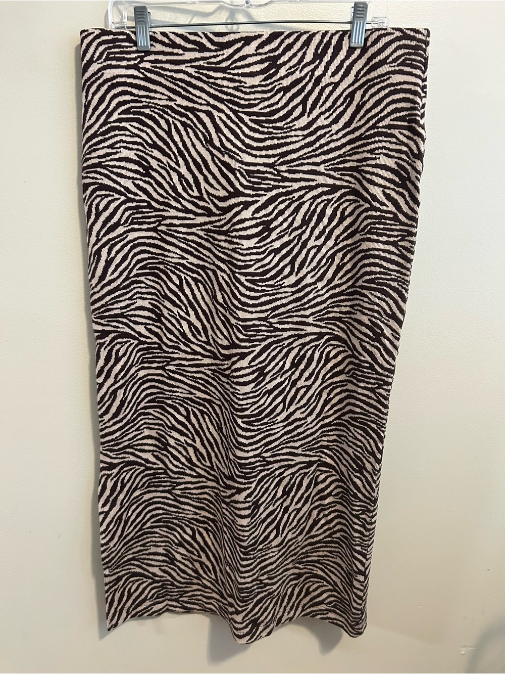 NEW Jade Jane Zebra Print Knit Midi Skirt Women 1X Plus Size Pencil Side Split